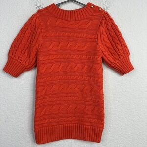 Janie And Jack Sweater Girl Size 10 Orange Cable Knit Puff Sleeve Preppy Coastal